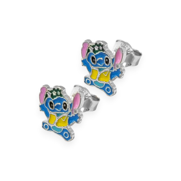PX-925-KO-82 - Kolczyki srebrne z emalią - stitch
