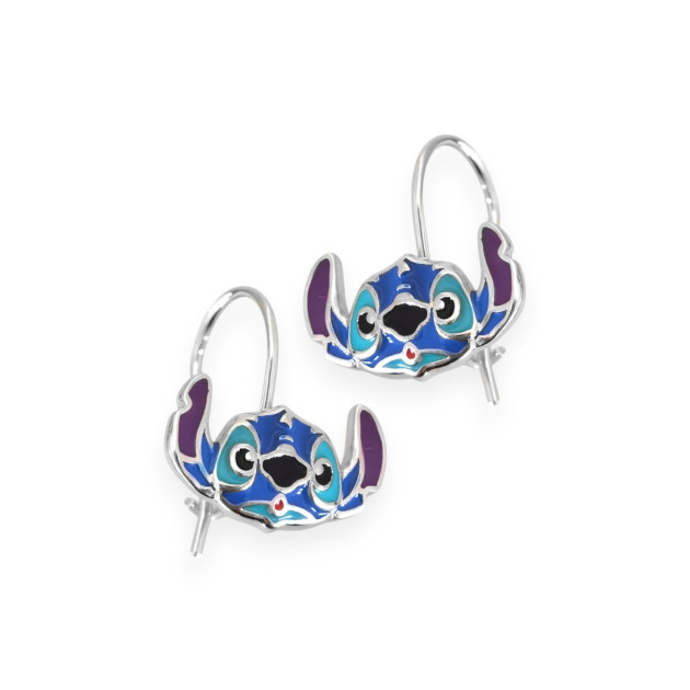 PX-925-KO-85 - Kolczyki srebrne z emalią - stitch