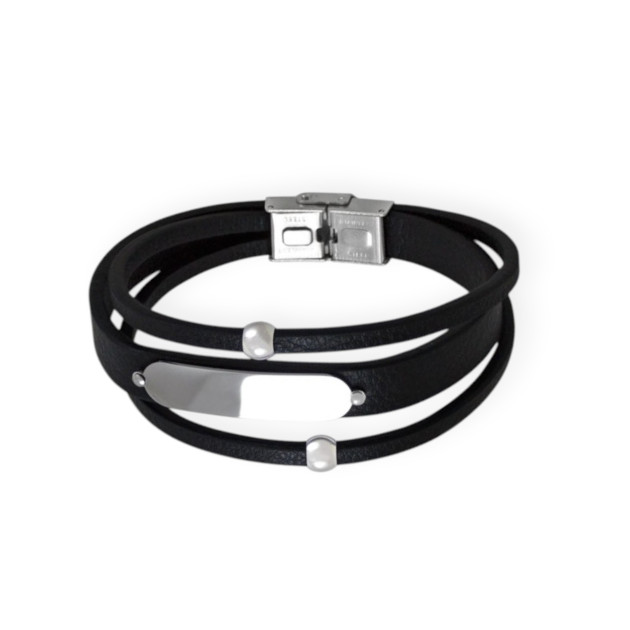 B206' - Bransoletka ze stali szlachetnej i skóry
