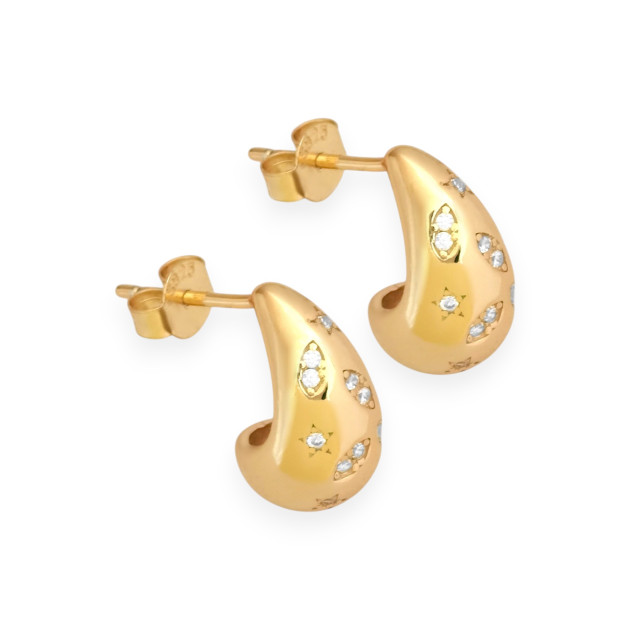AZ-925-KO-32 - Kolczyki pozłacane z cyrkoniami