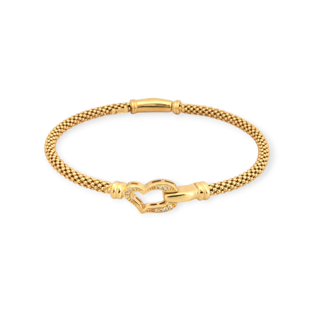 PX-925-BR-105 - Bransoletka pozłacana z cyrkoniami - serce