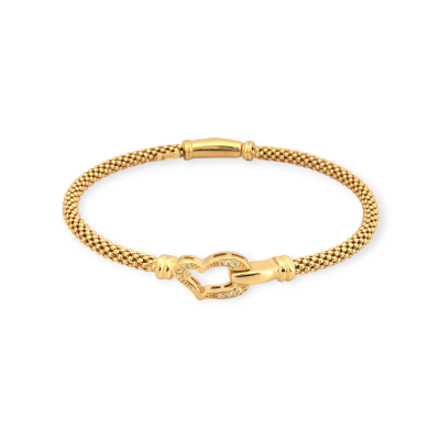 PX-925-BR-105 - Bransoletka pozłacana z cyrkoniami - serce