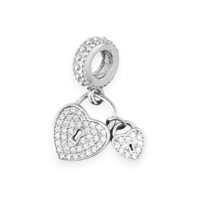 AR-925-ZA-52 - Zawieszka srebrna z cyrkoniami - beads, serca