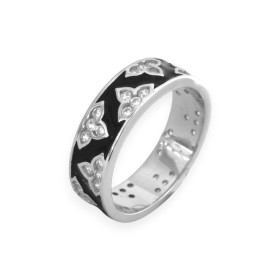JO-925-PI-6 - Pierścionek srebrny z cyrkoniami i emalią