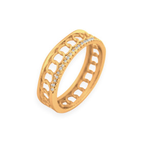 JO-925-PI-10 - Pierścionek pozłacany z cyrkoniami