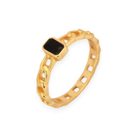 JO-925-PI-11 - Pierścionek pozłacany z cyrkonią