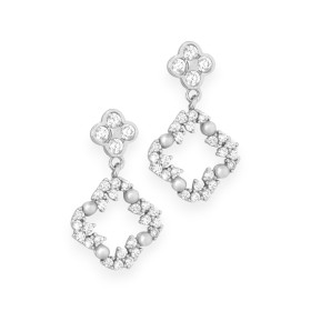 JO-925-KO-9 - Kolczyki srebrne z cyrkoniami i perełkami