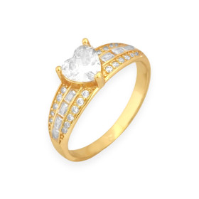 AZ-925-PI-27 - Pierścionek pozłacany z cyrkoniami - serce