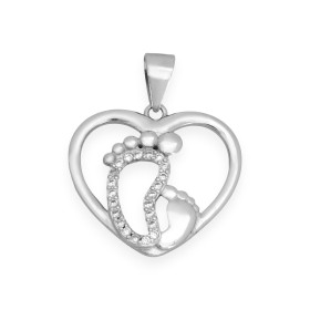 PX-925-ZA-164 - Zawieszka srebrna z cyrkoniami - serce, stópki
