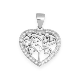 AR-925-ZA-171 - Zawieszka srebrna z cyrkoniami - serce, drzewko szczęścia