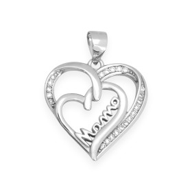 NP-925-ZA-72 - Zawieszka srebrna z cyrkoniami - serce, mama