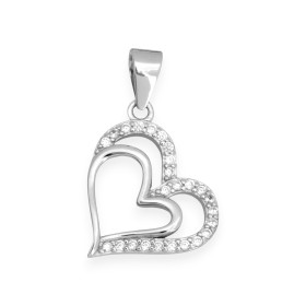 NP-925-ZA-74 - Zawieszka srebrna z cyrkoniami - serce