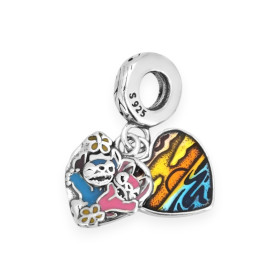 AZ-925-ZA-7 - Zawieszka srebrna z emalią - beads, serca, stitch