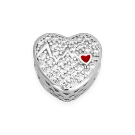 AR-925-ZA-59 - Zawieszka srebrna z cyrkoniami i emalią - beads, serce