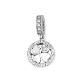 AR-925-ZA-60 - Zawieszka srebrna z cyrkoniami - beads, koniczynka