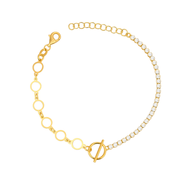 SV-925-BR-3 - Bransoletka pozłacana z cyrkoniami