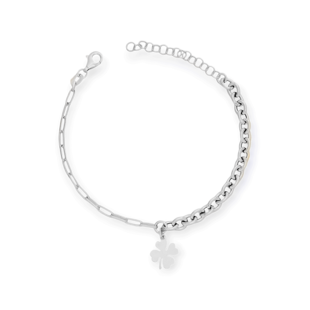 SV-925-BR-15 - Bransoletka srebrna - koniczynka