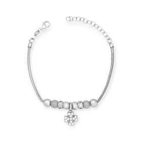 VD-925-BR-39 - Bransoletka srebrna z cyrkoniami - koniczynka