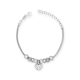VD-925-BR-40 - Bransoletka srebrna z cyrkoniami - serce