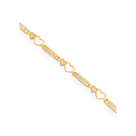 VD-925-BR-44 - Bransoletka pozłacana z cyrkoniami - serca