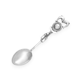 DP-925-ŁY-15 - Łyżeczka srebrna dla dziecka - zegar, delfiny