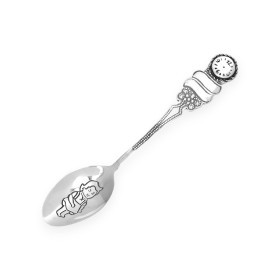 DP-925-ŁY-17 - Łyżeczka srebrna dla dziecka - zegar, dziewczynka