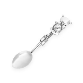 DP-925-ŁY-19 - Łyżeczka srebrna dla dziecka - zegar, miś