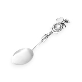 DP-925-ŁY-21 - Łyżeczka srebrna dla dziecka - zegar, anioł, serce