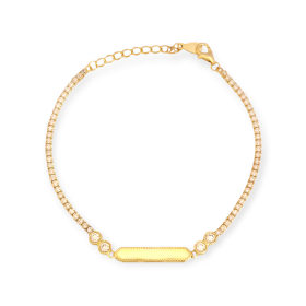 MŻ-925-BR-3 - Bransoletka pozłacana z cyrkoniami - blaszka