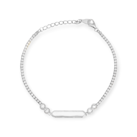MŻ-925-BR-4 - Bransoletka srebrna z cyrkoniami - blaszka