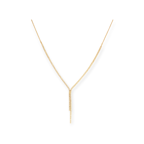 MŻ-925-NA-3 - Naszyjnik pozłacany z cyrkoniami - krawatka