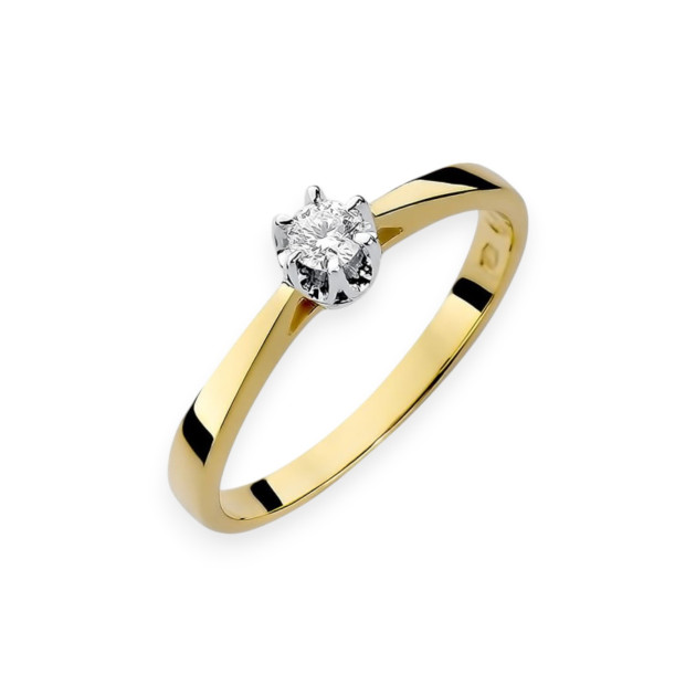 W0295 - Pierścionek z żółtego złota z diamentem 