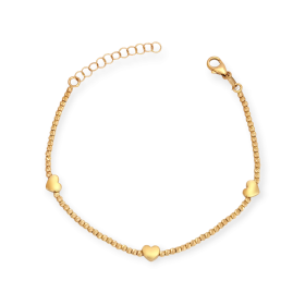 BA-585-BR-157 - Bransoletka złota - kuleczki diamentowane, serca