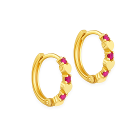 GE-585-KO-143 - Kolczyki złote z cyrkoniami - kółeczka