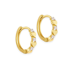 GE-585-KO-146 - Kolczyki złote z cyrkoniami - kółeczka