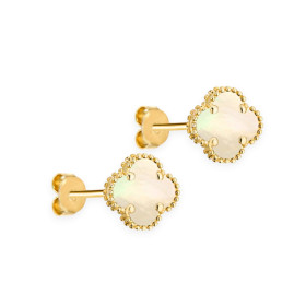 GE-585-KO-147 - Kolczyki złote z masą perłową - koniczynki