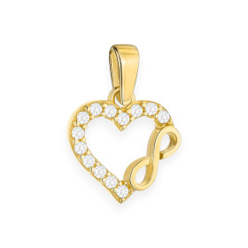 GE-585-ZA-106 - Zawieszka złota z cyrkoniami - serce, nieskończoność