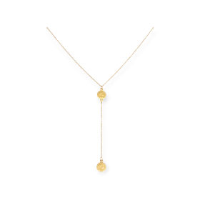 KL-585-NA-32 - Naszyjnik złoty - krawatka, monetki