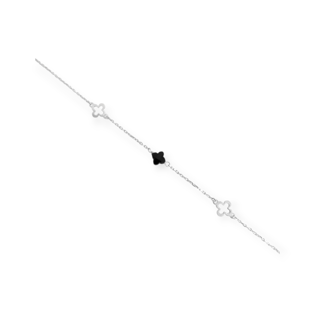 PX-925-BR-121 - Bransoletka srebrna z kamieniami szklanymi - koniczynki