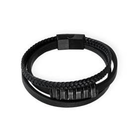 B244 - Bransoletka ze stali szlachetnej ze skórą