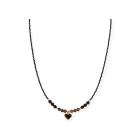 NS3075V105 - Naszyjnik pozłacany z turmalinem i kwarcem dymnym