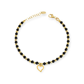 NP-925-BR-202 - Bransoletka pozłacana z kamieniami szklanymi - serce