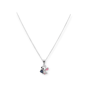 BS-925-NA-14 - Naszyjnik srebrny z cyrkoniami i emalią - stitch