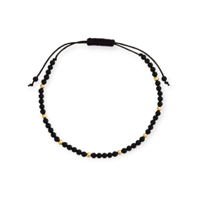 BA-585-BR-163 - Bransoletka złota z onyksem - sznurek