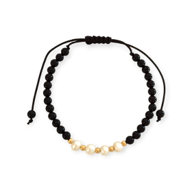 BA-585-BR-161 - Bransoletka złota z perłami - sznurek