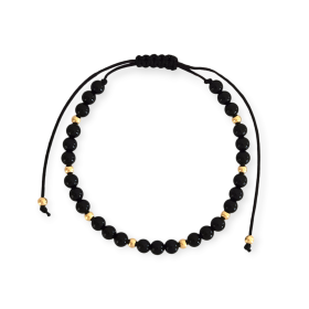 BA-585-BR-169 - Bransoletka złota z onyksem - sznurek