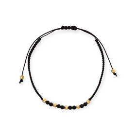 BA-585-BR-183 - Bransoletka złota z kamieniami szklanymi - sznurek