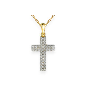 P83182 Y - Zawieszka złota krzyżyk z diamentami