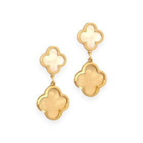 E0/OR/017255290001 - Kolczyki złote z masą perłową - koniczynki