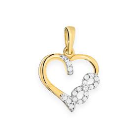 GE-585-ZA-111 - Zawieszka złota z cyrkoniami - serce, nieskończoność